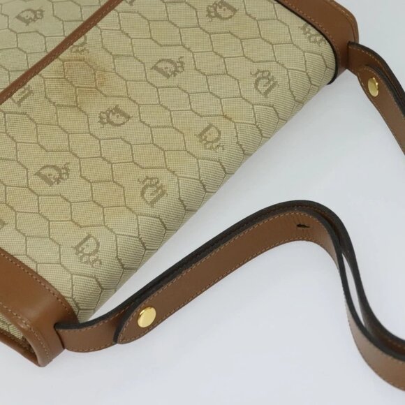 Christian Dior Honeycomb Canvas Hand Bag PVC Leather Beige Auth 110505 - Picture 8 of 16